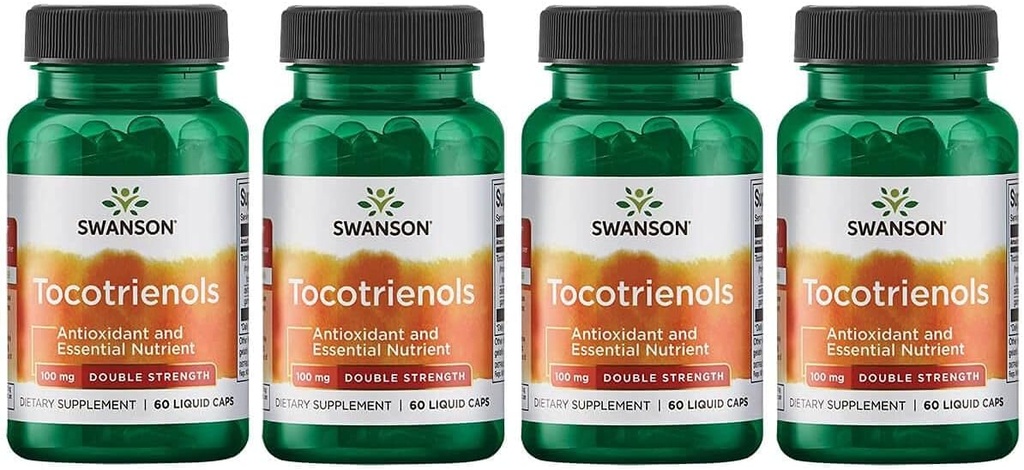 Swanson Double Strength Tocotrienols - Antioxidans - (60 Liquid Capsules, 100mg Jeder) 4 Pack