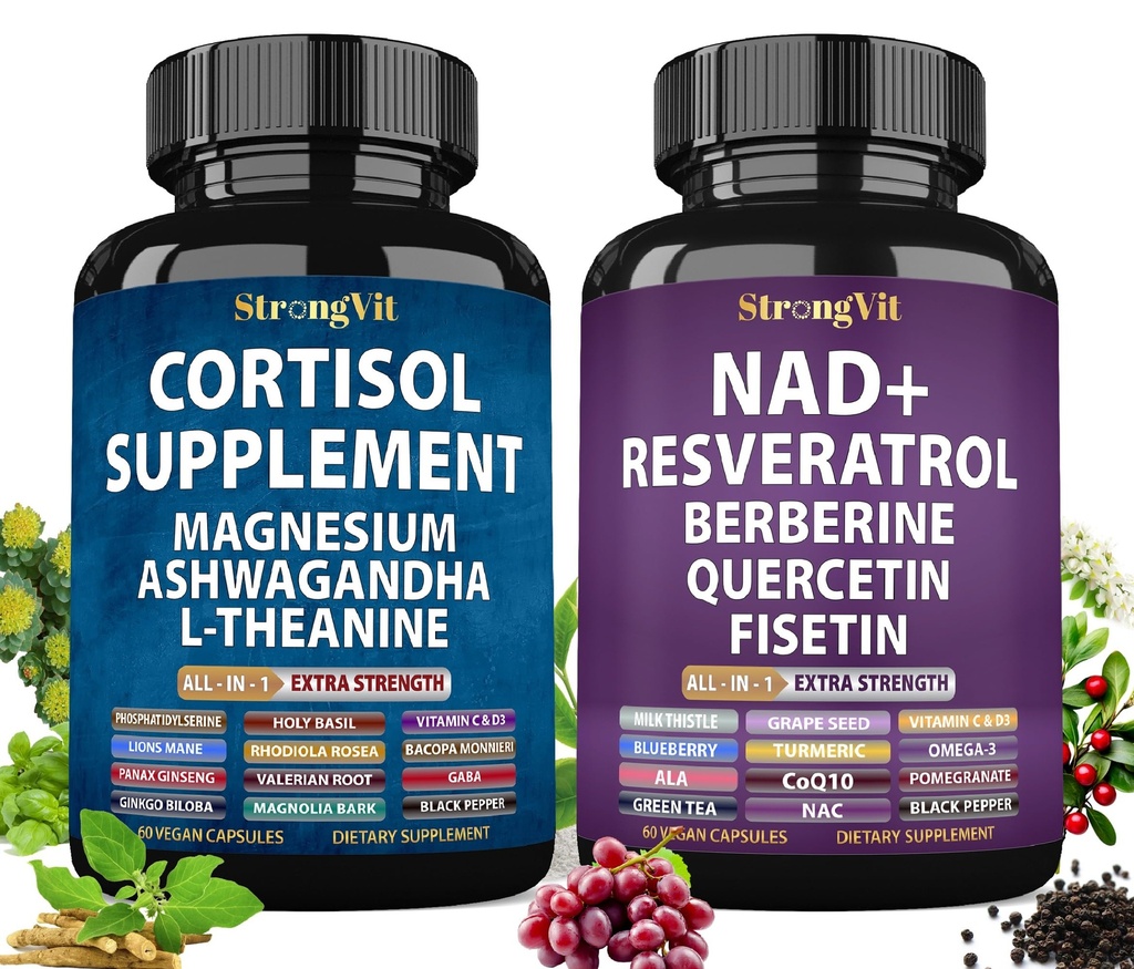 StrongVit Cortisol & NAD Supplement Bundle (120 Capsules)