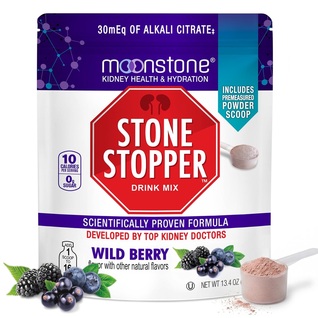Stone Stopper Drink Mix, Wild Berry, Kidney Stone Prevention, Calcium Oxalate Protector, Alkali Citrate Support, Developed by Urologists to Improve Hydration and Support Kidney Health, 30 Day Supply
