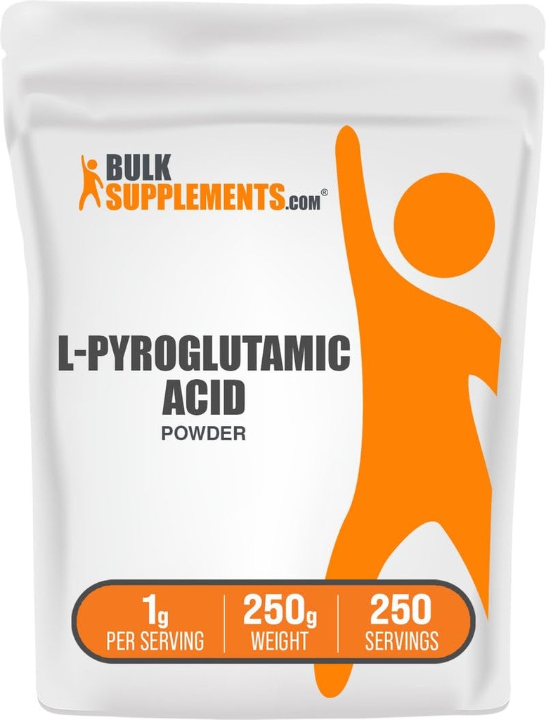 BulkSupplements.com L-Pyroglutamic Acid Powder - Pyroglutamic Acid Supplements, Amino Acid Supplement - for Well-Being, Gluten Free, 1g per Serving, 250g (8.8 oz) (Pack of 1)