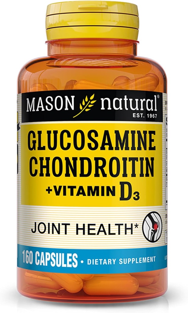 MASON Glucosamina NATURAL Condroitina Plus Vitamina D3 - Supporta Joint and Bone Health, Mobilità migliorata e Flessibilità, 160 Capsule