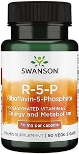Swanson R-5-P (Riboflavin-5-Phosphate) - Vitamin B2 Supplement Promoting Energy, Metabolism & Vision Health - Natural Wellness Formula - (60 Capsules)