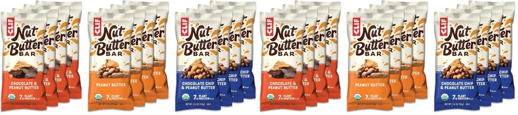 Clif Nut Butter Bar - Variety Pack - Peanut Butter Filled Energy Bars - Non-GMO - USDA Organic - Plant-Based - Low Glycemic - 1.76 oz - 12 Count (Pack of 2)