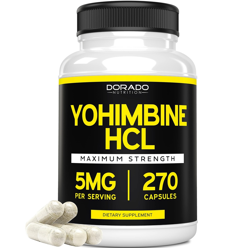 Yohimbine HCL 5mg per uomini e donne (270 capsule) Più potente di Yohimbe Bark Powder - Garanzia di qualità - Terze Parti Testata per Potency & Purity - Vegan, Gluten Free & Non-GMO - USA Made