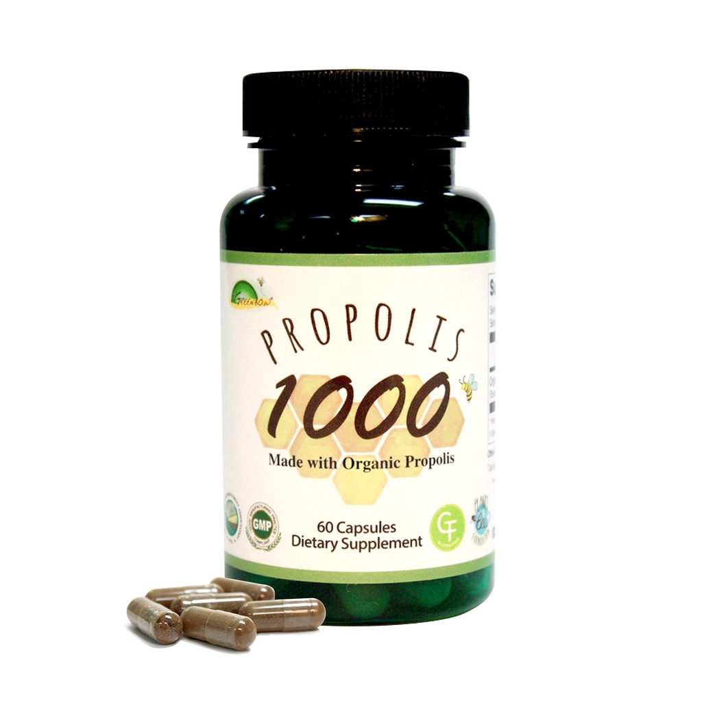 GREENBOW Propolis 1000mg NonGMO Hergestellt mit Bio Propolis 60 Capsules VEGAN CAPSULES