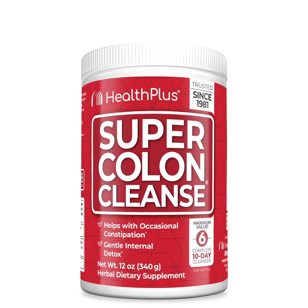 Health Plus Super Colon Cleanse, 12 oz Pulver, 68 Servierungen - Natürliche Detox, Verdauungsentlastung, Gentle Gut Cleanse mit Psyllium Husk & Senna Leaf
