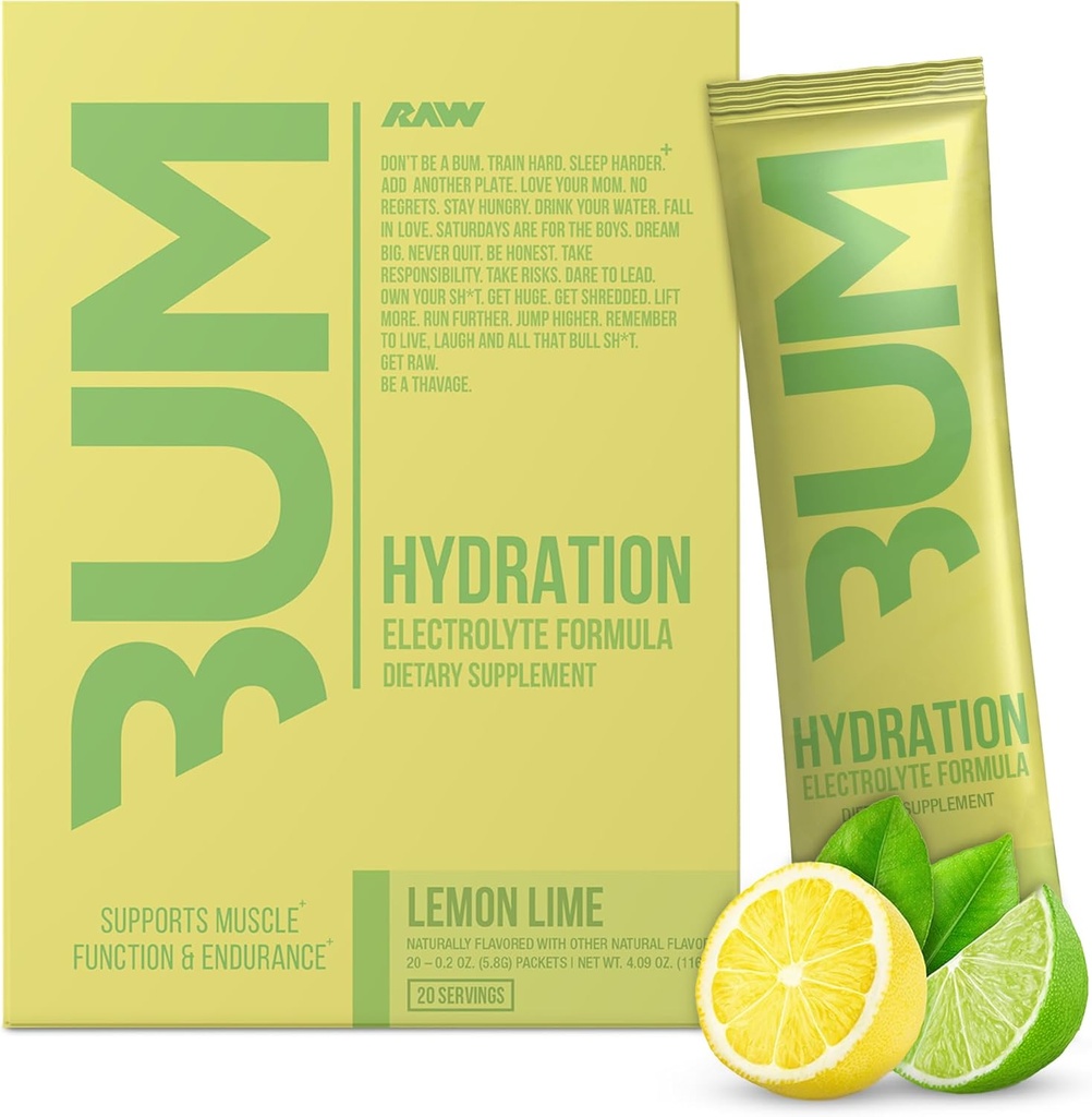 Imballaggio della miscela della bevanda dell'idratazione della polvere degli elettroliti RAW, idrato di bum (lime di lemone, 20 porzioni) - imballi di idratazione dell'elettrolita supporta la funzione del muscolo e l'endurance - imballi della polvere degli elettroliti liberi di Keto