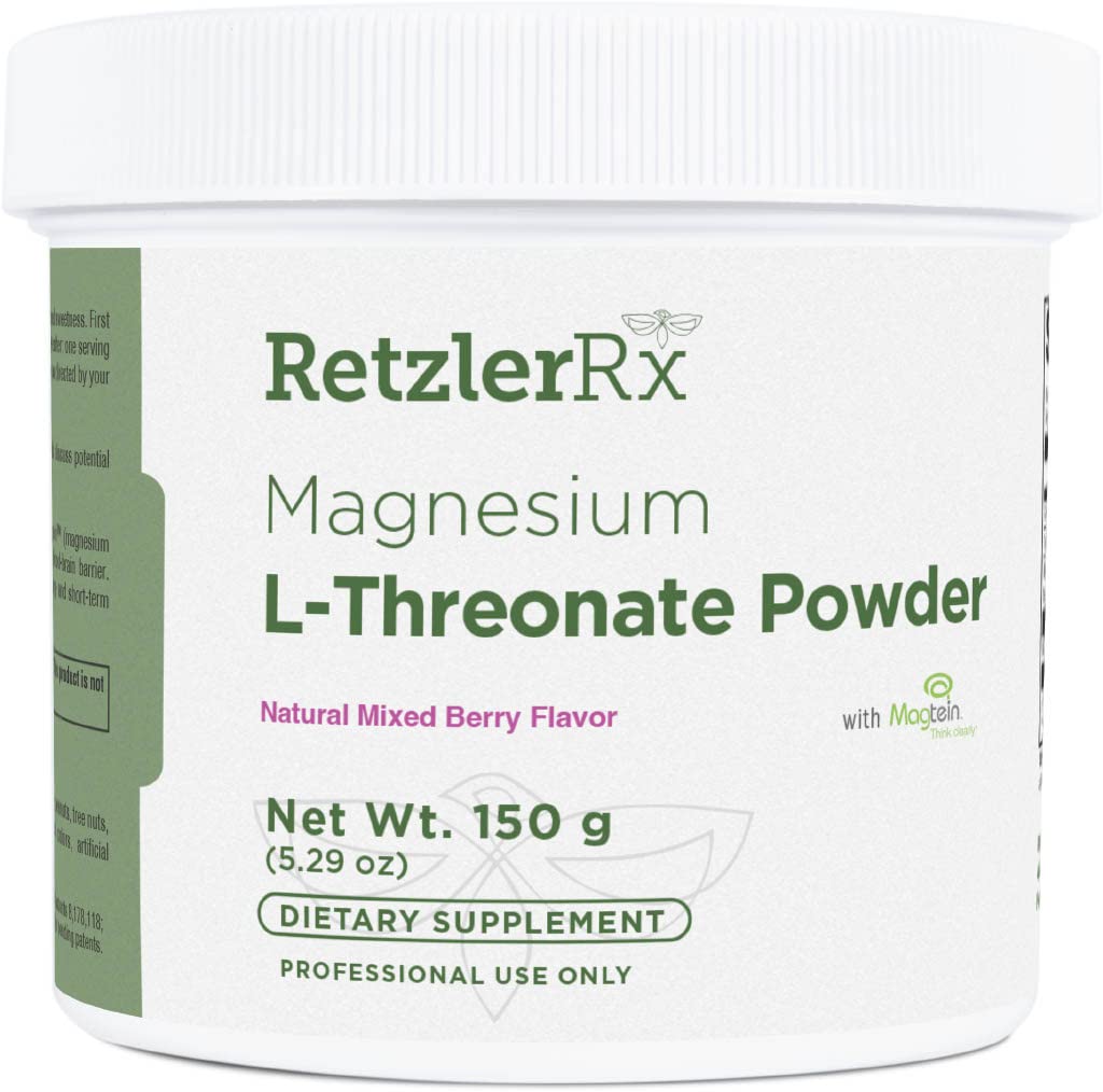 HormoneSynergy Magnesium L-Threonate Powder with Magtein - Brain-Supporting Magnesium Threonate Complex - Mixed Berry, Gluten-Free Supplement for Cognitive Health - 60 Servings
