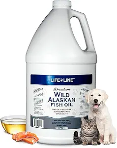 Life Line Pet Nutrition Wild Alaskan Fish Oil for Dogs and Cats 128oz – Omega 3 Fish Oil Supplemento per la pelle & Coat, cervello, occhio & salute del cuore