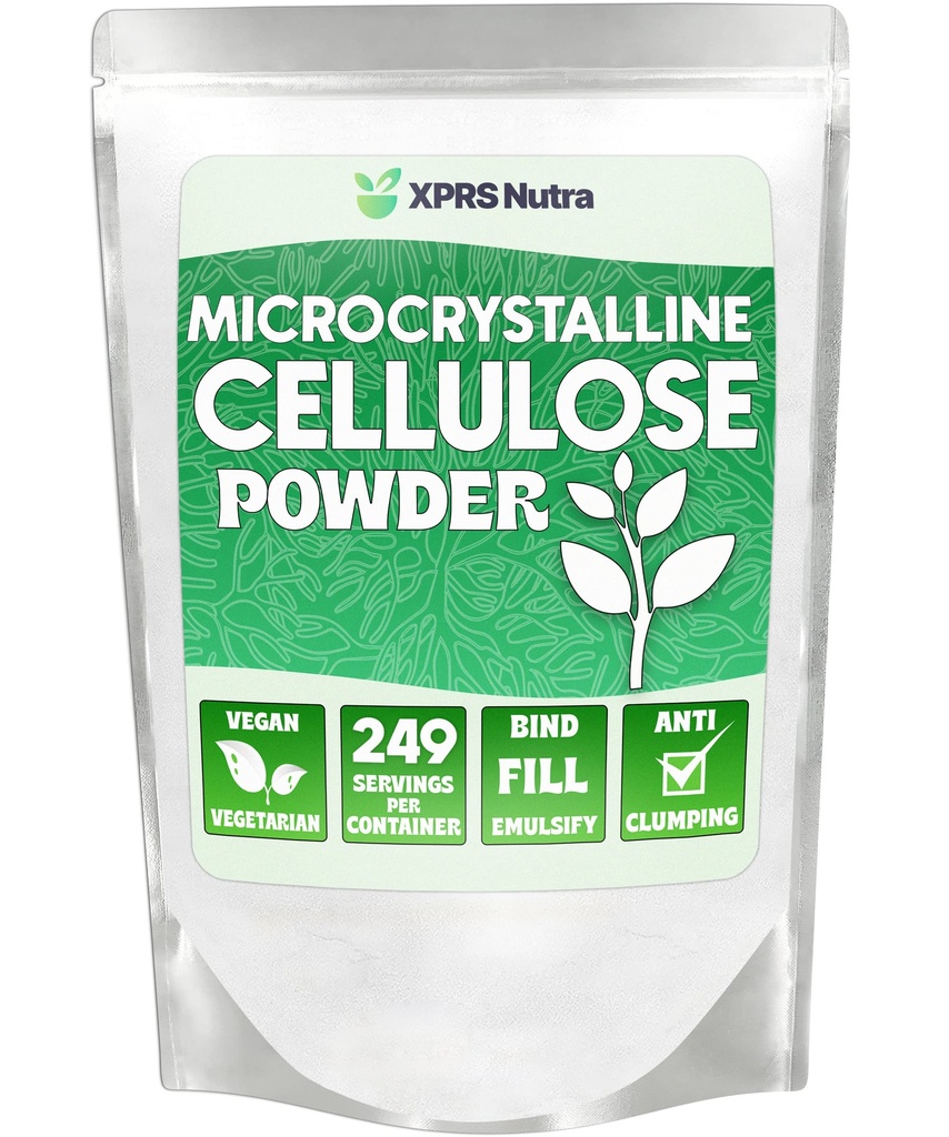 XPRS Nutra Mikrokristallines Cellulosepulver - Odorless Cellulosefaserpulver - 100% reines pulverisiertes Celluloseergänzungsmittel ist eine unlösliche Faser für Säulenbindemittelmischung und Zellulosepaste (1.10 Pfund)