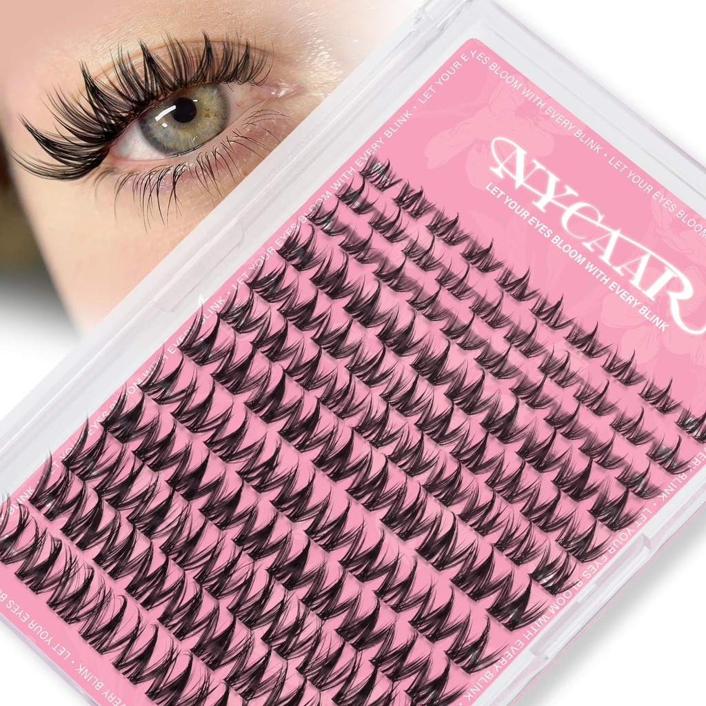 Lash Clusters Natural Look Manga Eyelash Clusters Anime 144pcs D Curl 8-18MIX Spiky Wispy Individual Lashes with Soft Thin Band Lash Extension(NY06,8-18MIX)