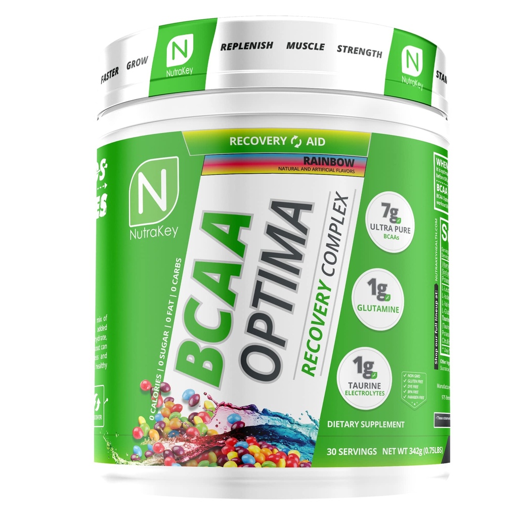 NutraKey BCAA Optima Post Workout Erholung Complex, kein Zucker, kein Carb, Recovery Aid, Rainbow