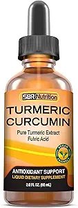 Gocce di curcumina liquida di assorbimento Max | per Joint, Back, Ache, Digestion Support | Estratto di radice di curcuma organica liposomica con acido Fulvic | Vegan, Non OGM, Made in USA