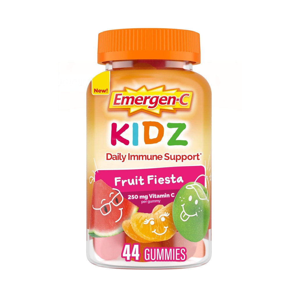 Emergen-C Kidz Tägliche Immununterstützung Nahrungsergänzungsmittel, Gefickte Gummis mit Vitamin C und B Vitamine, Frucht Fiesta Gefickte Gummie, Zurück zu Schule Essentials - 44 Count
