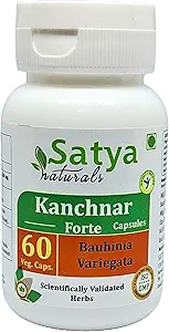 Capsule Kanchnar Forte 500 mg. 60 Veg. Capsule | Kanchnar (Bauhinia Variegata) Estratto di capsule per uomini e donne | Ayurvedic Herbal Supplement/Rimedies | 10:1 Forte (1 Bottiglia di 60 capsule)