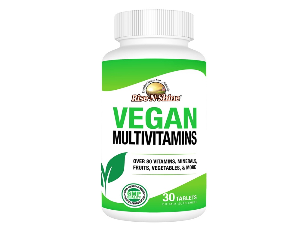 Rise-N-Shine Vegan MultiVitamins Complete Daily MultiVitamin und MultiMineral für Männer und Frauen mit über 80 Vitaminen, Mineralien, Früchten, Gemüse und mehr 30 Zähler