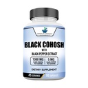 Amerikanische Standard-Ergänzungen Schwarz Cohosh 1300mg Pro Servieren mit schwarzem Pfeffer Obst-Extrakt - Vegan, Glutenfrei, Non-GMO, 90 Kapseln, 45 Servierungen