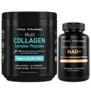 Vital Vitamins Multi Collagen Peptides Powder + NAD+ Supplement