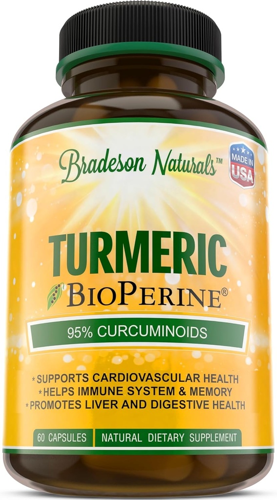 Curcumine curcumine avec BioPerine 1500mg - Soutien inflammatoire naturel et sain avec 95% Curcuminoides standardisés pour la puissance et l'absorption - 60 Capsules avec poivre noir