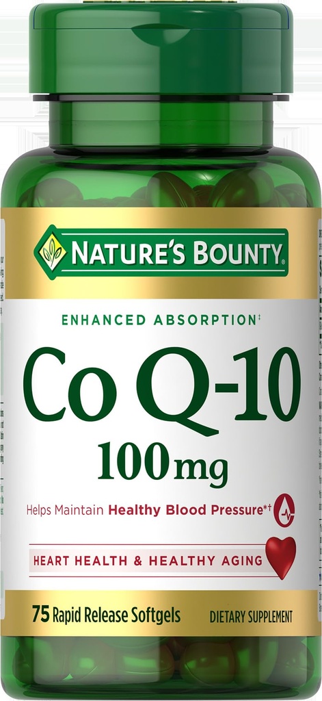 Nature's Bounty CoQ10, Hilft, gesunden Blutdruck zu halten, 100 mg, Rapid Release Softgels, 75 Count
