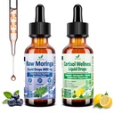 2 Pack Cortisol Detox for Women Men + Organic Moringa Liquid Drops, Vegan, Non GMO, Sugar Free