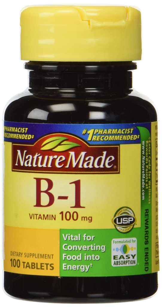 Nature Made Vitamin B-1 100 mg, 100 Tablets (Pack of 3)