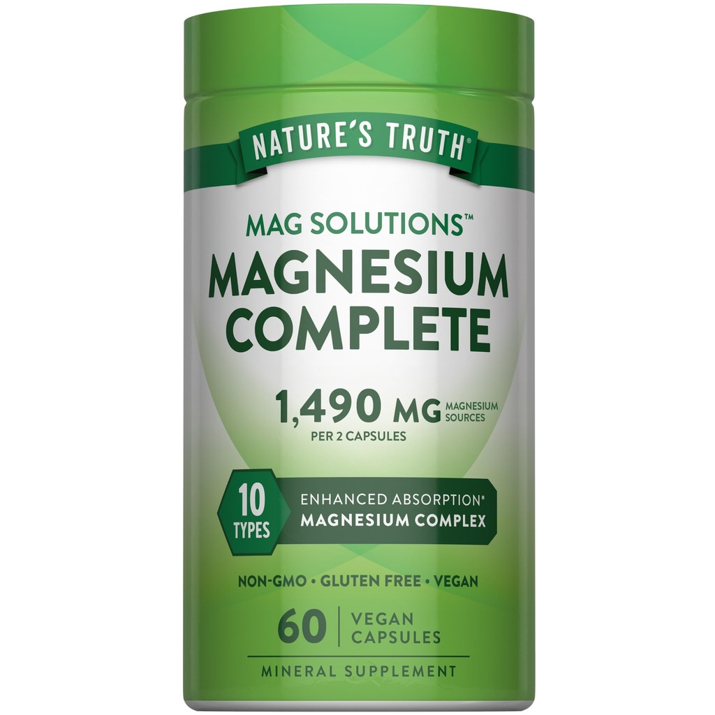 Nature's Truth Complete Magnesium Complex | 60 Capsules | with Magnesium Glycinate, Oxide, Gluconate | Vegan, Non-GMO & Gluten Free Supplement