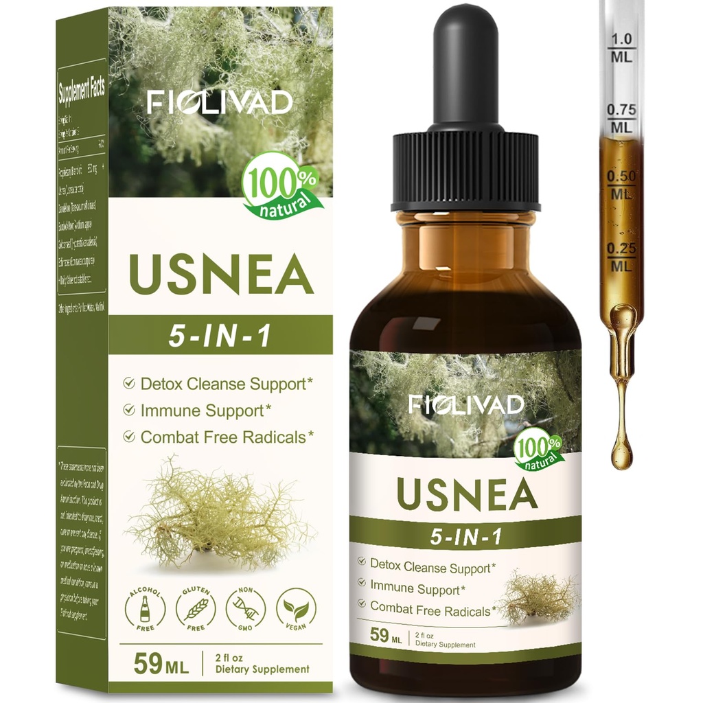 Pure Liquid Drops, Usnea Extract for Powerful Detox Cleanse Support, Immune Support & Combat Free Radicals. 2oz