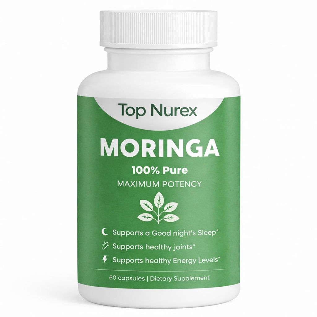 Moringa Capsules - Natural Green Superfood Supplement for Sustained Energy, Immune Support & Digestive Wellness - Non-GMO, Vegan, 60Ct