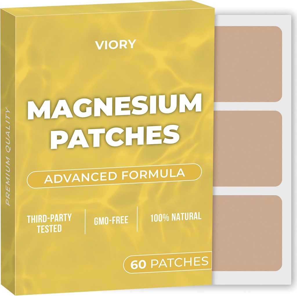 Magnesium Patches (Pack von 60) - 100% Natural Patch für Damen und Herren - mit Calcium - Muskel- und Knochenunterstützung, Beruhigung - Erweiterte Formel