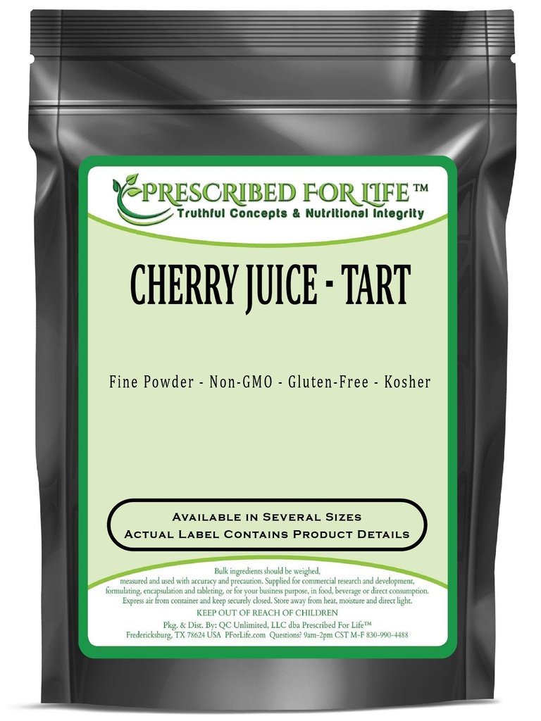 Prescribed for Life Tart Cherry Juice Powder | Rich in Vitamins, Minerals, and Fiber | Boosts the Immune System | Natural, Unbleached, Gluten Free, Vegan, Non-GMO, Soy Free, No Fillers, 10 kg