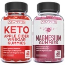 60 Gommies de vinaigre de cidre de pomme Keto Perte de poids avancée + 60 Gommies de magnésium Formualisé avec 770 MG Citrate de magnésium.