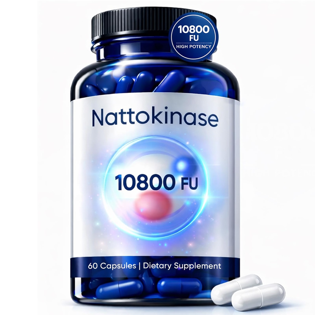 Ultimate Nattokinase Capsules, Nattokinase Supplement 10800 FU Per Serving, Serving for Body Health, and Daily Wellness Support, Vegan, Gluten Free, 60 Capsules
