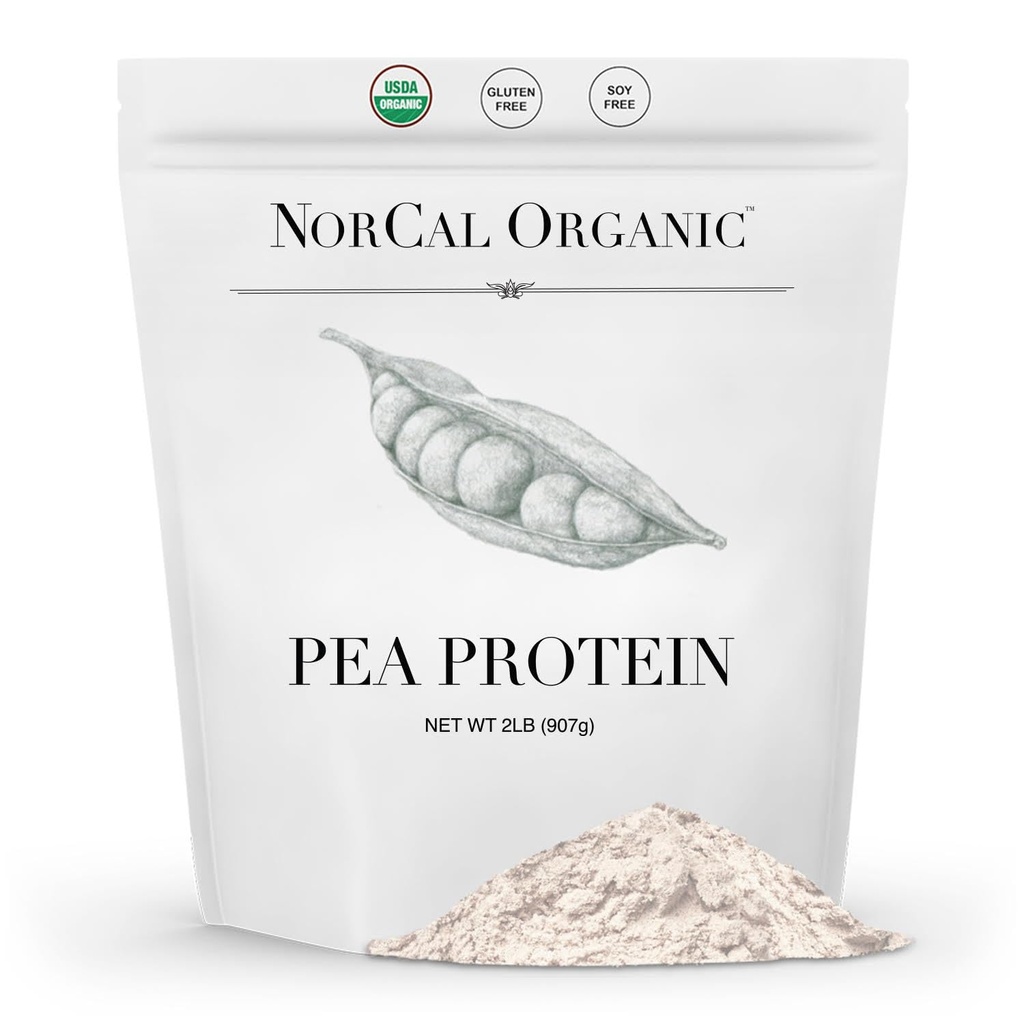 NorCal Organic - Premium Pea Protein Isolate - 100% Vegan und Bio - UNFLAVORED - 2 Pfund (Pack mit 1) - 35 Portionen