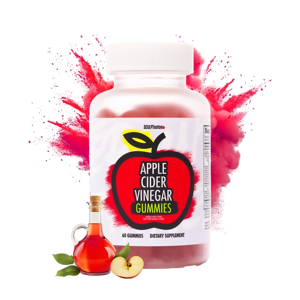 Sculpt Nation von V Shred Apple Cider Vinegar Gummies - Gesunde Superfood Snack, Stoffwechsel und Verdauungsunterstützung - 60 ACV Keto Gummies