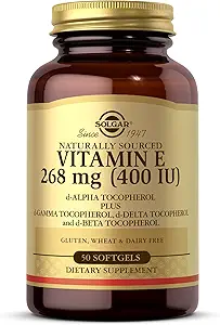 Solgar Vitamin E 268 mg (400 IU) - 50 Softgels - Natürlich bezogen - Glutenfrei, Milchfrei - 50 Portionen