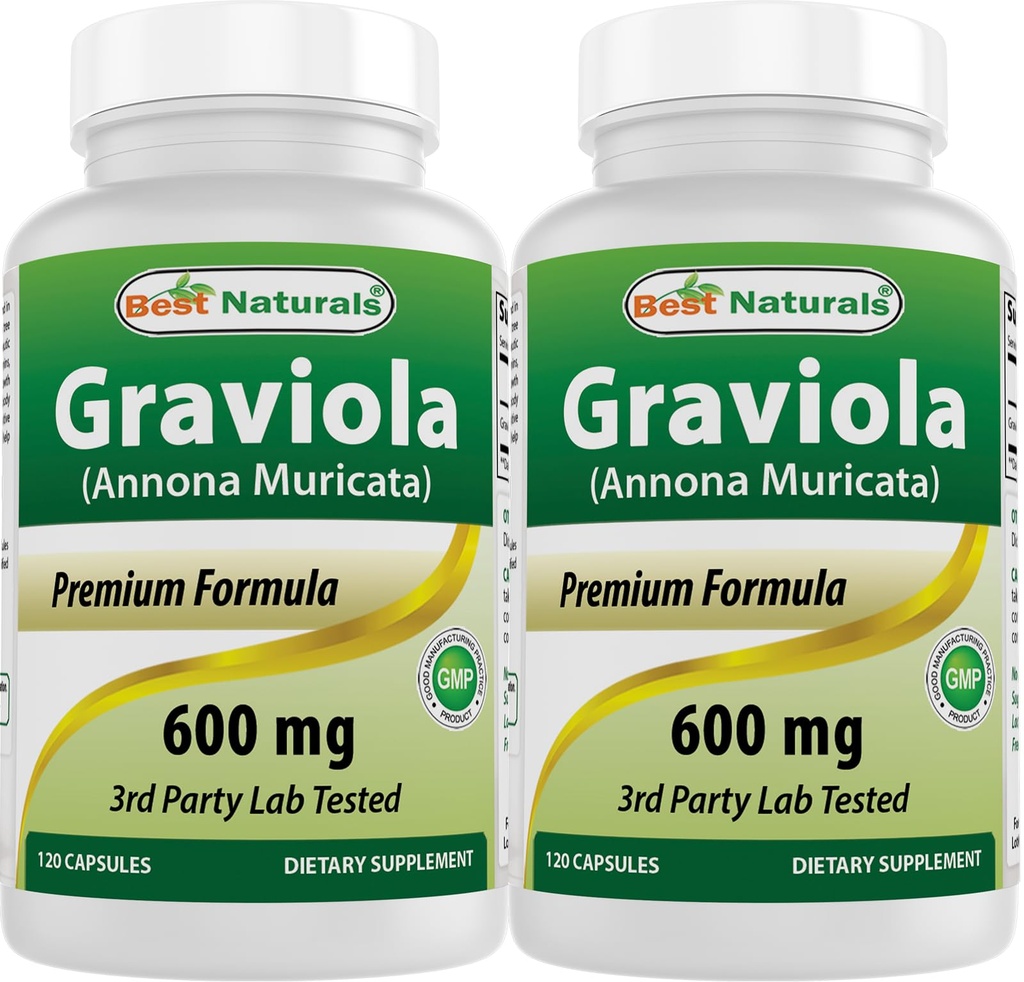 Best Naturals Graviola Capsules Annona Muricata, 600 mg, 120 Count (Pack of 2)