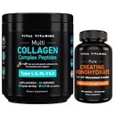 Vital Vitamins Multi-Collagen Powder 30 Servings + Creatine Capsules 120 ct