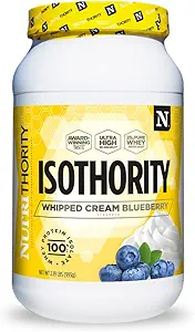 Isothority Whey Protein Isolate, Whipped Cream Blueberry, 2 lb - Ultra assorbente Aminoacidi a catena ramificata (BCAA) Polvere con 25g Per Serving, Carb basso - costruire muscolo e accelerare il recupero