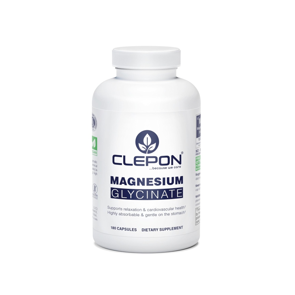 Magnesium Glycinate - 100% Chelated for High Absorption - 180 Capsules - 100mg Elemental Magnesium per Capsule - Relaxation, Muscle Cramps Relief & Sleep Support - 3rd Party Tested, Vegan