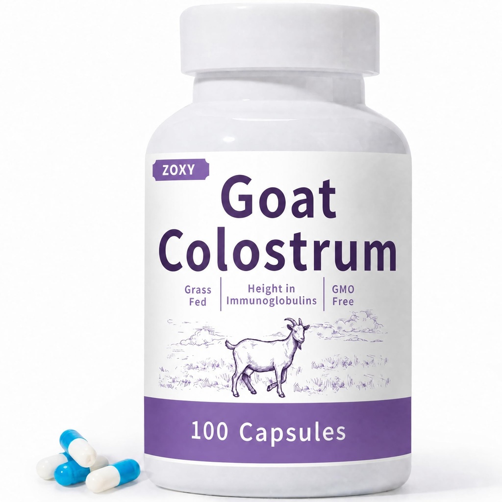 ZOXY Goat Colostrum Capsules - Grass Fed, Rich in Immunoglobulins to Support Immune Health, Gut Function, and Athletic Performance - Gluten-Free, 100 Capsules