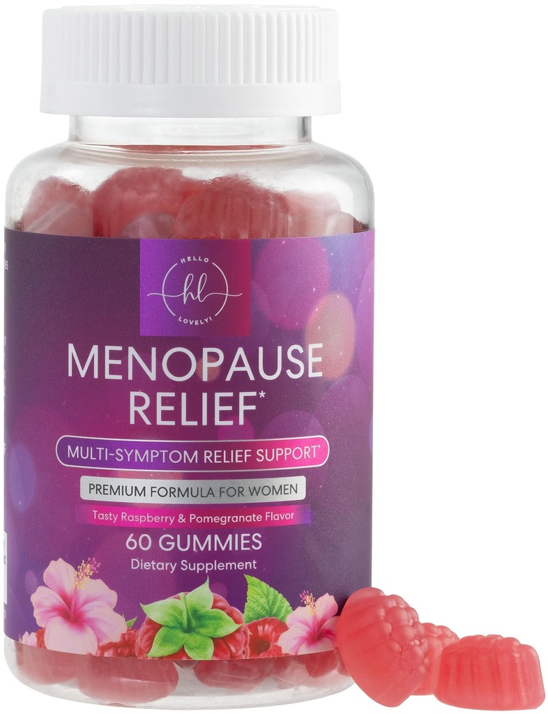 Menopause Ergänzungen für Frauen - Komplette natürliche Mild Hot Flashes & Nacht Sweats Unterstützung, Multi Benefit Menopause Relief Gummy, Unterstützung für Balance & Energie, Gluten-Free & Non-GMO - 60 Gummis