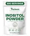 Poudre de myo-inositol purisure, 250g, fertilité, équilibre hormonal et soutien ovarien, poudre d'inositol pur, supplément de myo-inositol pour soutenir l'énergie et le mieux-être cérébral, végétalien, non-OGM, 500 portions