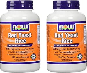 NOW Foods 600mg Red Yeast Rice & 30mg Coq10, 120 caps (confezione di 2)