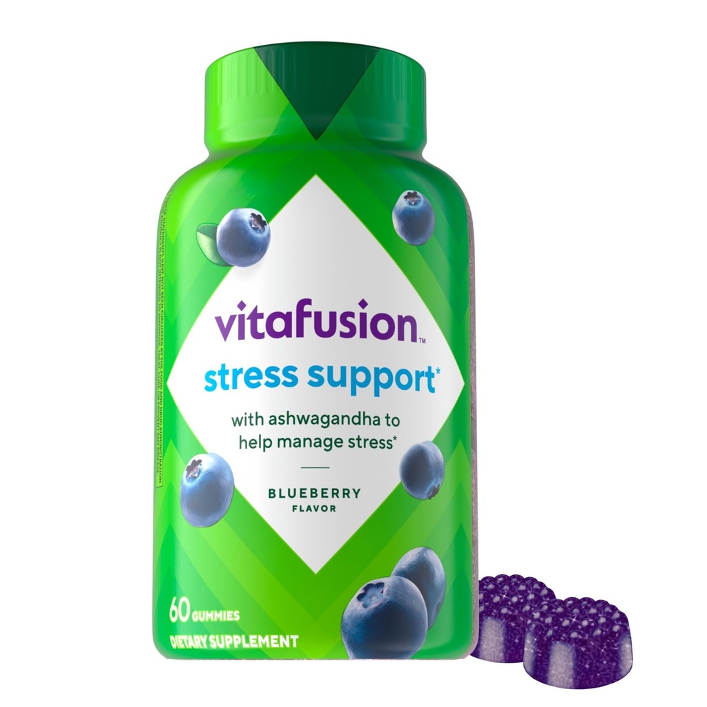 Vitafusion Ashwagandha Gummies –Clinisch gezeigte Adaptogen Sensoril Ashwagandha 125mg pro Servieren – Helfen Sie Stress zu verwalten – Kaubare Gummy Vitamine/ Alternative zu flüssigen Kapseln Tropfen Pulver, 60 Zähler