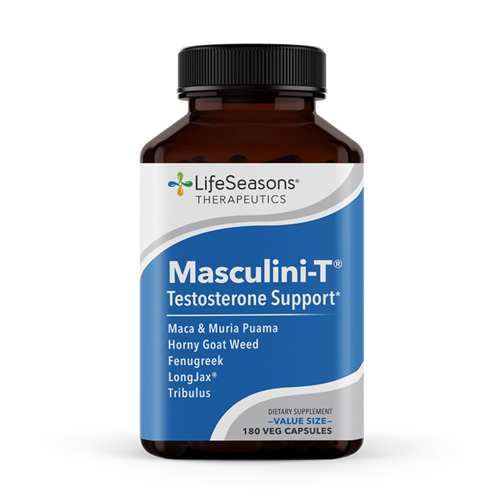 LifeSeasons Masculini-T - Supplemento di supporto del testosterone - Migliora gli aspetti mentali e fisici delle prestazioni sessuali e atletiche - Supporta la funzione erettile normale - Migliora Libido - 180 capsule