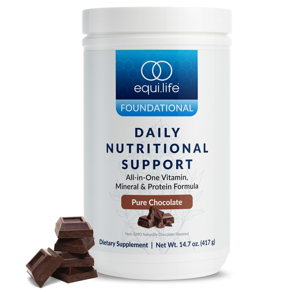 Equilife Daily Nutritional Support, All-in-One Multivitamin Meal Replacement, Pure Chocolate Flavor, 15G Plant Protein, unterstützt Gesamt-Wellness inklusive Energie, Verdauung, & Skin, 14 Servierwanne