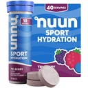 Nuun Sport Electrolyte Tablets with Magnesium, Calcium, Potassium, Chloride & Sodium, Gluten Free & Vegan, Tri-Berry, 48 Pack (40 Servings Total)