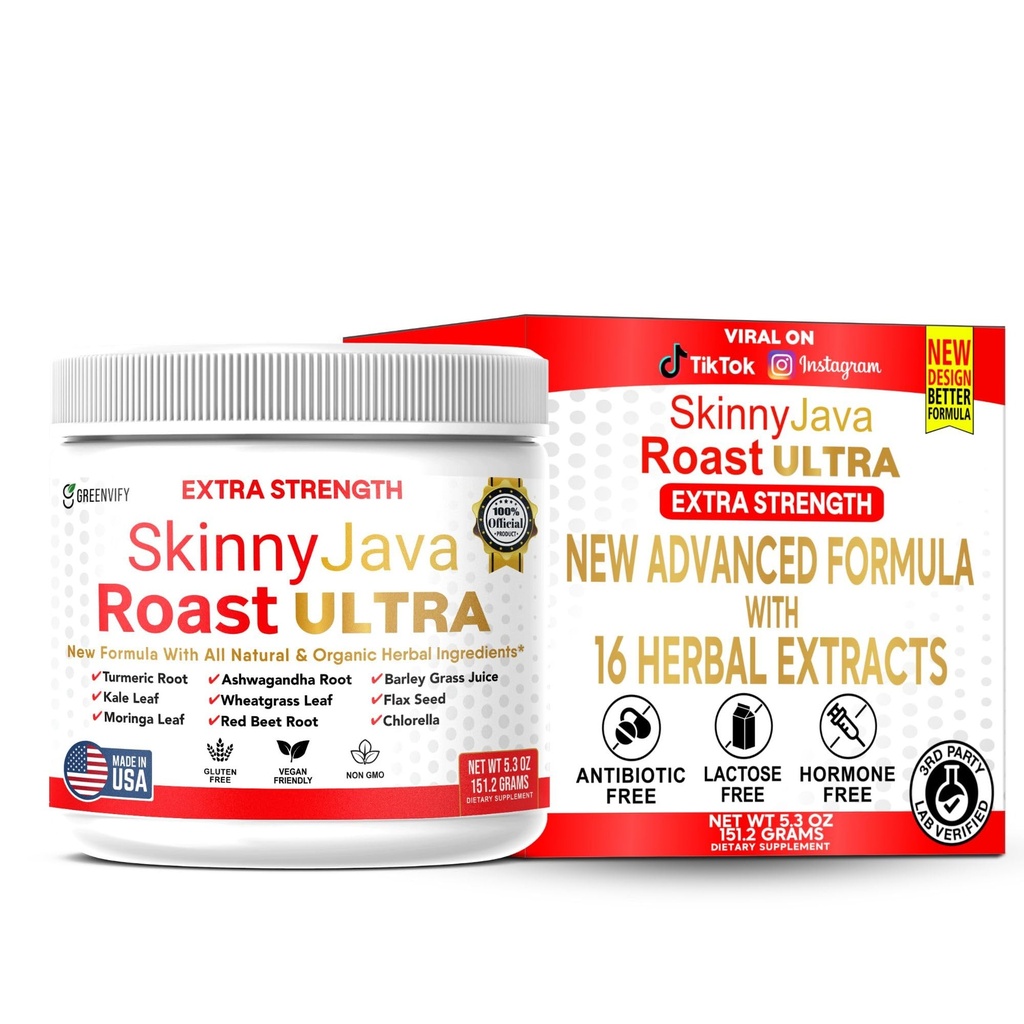 SkinnyJava Roast Ultra Extra Strength Supplement, All Natural & Organic Herbs, 5.3 oz, with Turmeric, Ashwagandha, Moringa (1)
