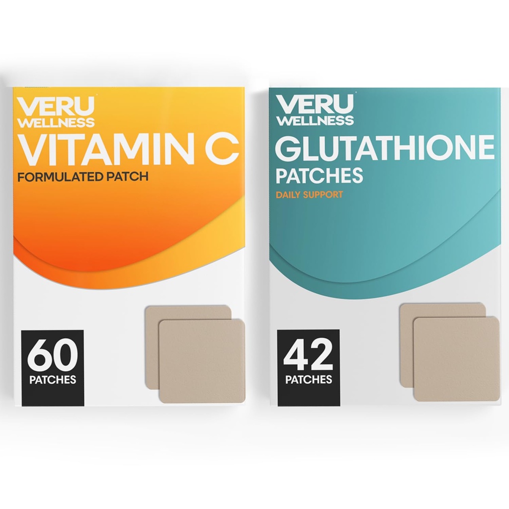 Veru Wellness Antiossidante Power Duo Lifestyle Patches C, Glutathione - Self Adhesive Time Release Topical Patch, 8-10 ore (42 giorni di alimentazione)